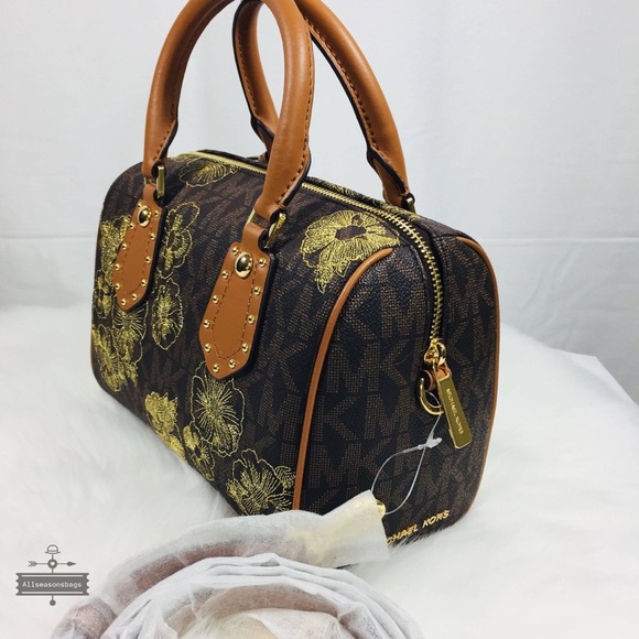Michael Kors aria Small Satchel Brown Acorn floral - Picture 5 of 8